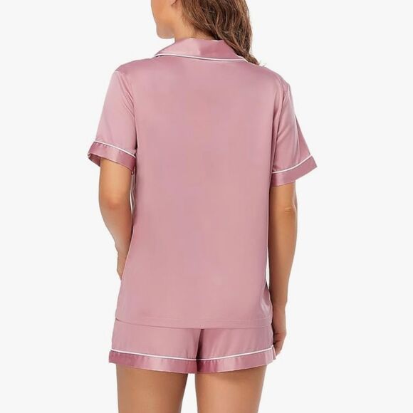 BRAND NEW Silky Pajama Set - Bridal Rose - Button Down - 2XL - NWT Shorts Set - Picture 3 of 5